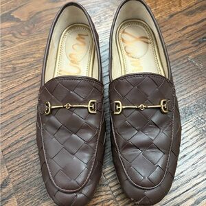 Sam Edelman Loraine Bit Brown Leather woven Loafers